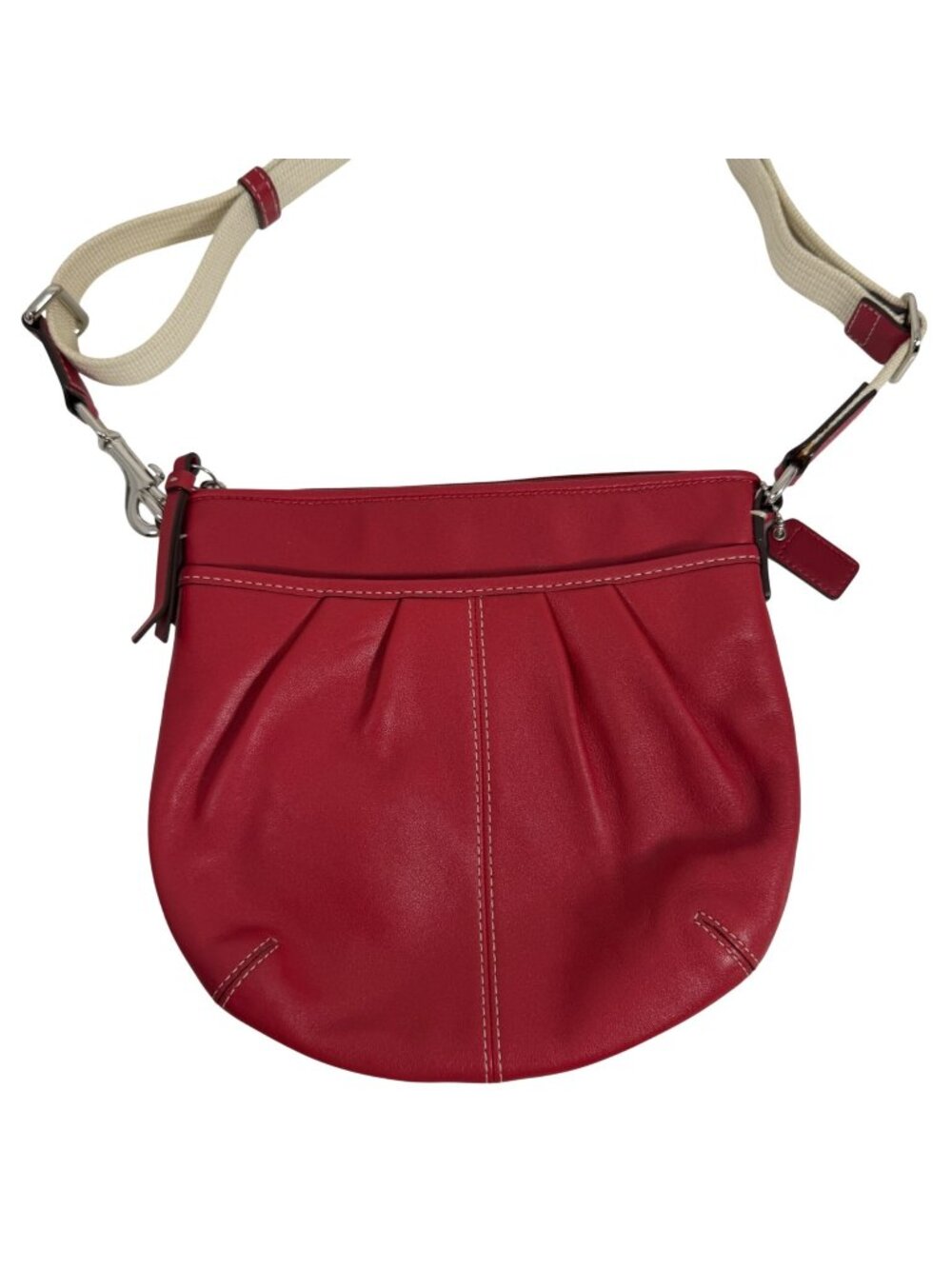 COACH Ashley Red Pleated Leather Saddle Crossbody Swingpack + Hang Tag EUC